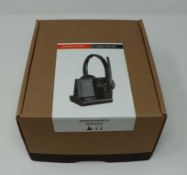 A boxed as new Plantronics Savi W8220 Wireless DECT Stereo Headset with Dock (Box opened).