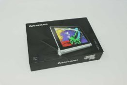 A pre-owned Lenovo Yoga Tablet 2-830F in Platinum (Boxed, FRP clear, No Charger Included).