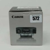 A boxed as new Canon EF-S 24 mm f/2.8 STM Lens.
