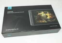 A boxed as new Huion Kamvas Pro 13 HD 13.3 inch Graphics Tablet Monitor with Battery-free Pen,