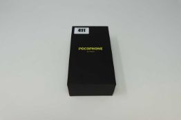 A boxed as new Xiaomi Pocophone F1 Global Version Dual SIM 64GB in Steel Blue (IMEI: