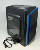 A custom PC in a CiT F3 Mid Tower Gaming Case (Black/Blue) with AMD Ryzen 5 1600X Six-Core Processor
