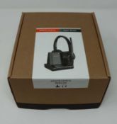 A boxed as new Plantronics Savi W8220 Wireless DECT Stereo Headset with Dock (Box opened, some