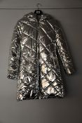 An as new James Lakeland metallic long puffa coat in silver (L/14 - RRP £345).