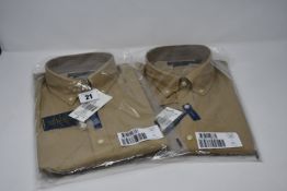 Two as new Ralph Lauren slim fit classics Beige stretch shirts (XL, XXL).