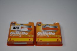 Nine men's as new Gillette Fusion 5 XL razor blades (Eight blade refill packs).