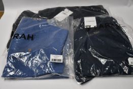 An as new Farrah Strode hooded coat (M), Colbert plain swim shorts (M) and Mullen cotton sweater (