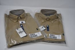 Two as new Ralph Lauren slim fit classics Beige stretch shirts (S, L).