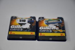 Ten men's as new Gillette Fusion 5 Proglide razor blades (Eight blade refill packs).