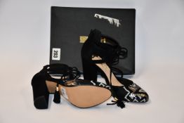 A pair of boxed as new Biba black suede and sequin open court shoes (UK 6/39).
