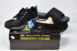 Three pairs of as new Skechers footwear; Wind Swell (UK 10), Reactor Mizule (UK 9) and Go Walk 5 (UK