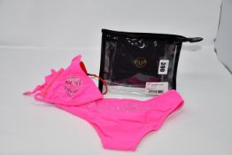 An as new Philipp Pleinj Skull bikini in fuchsia (Size 16 - RRP £105).