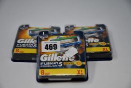 Ten men's as new Gillette Fusion 5 Proglide razor blades (Eight blade refill packs).