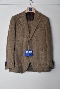 An as new Suit Supply Jort Ferrara three piece camel-herringbone tweed suit (26/42S - RRP £799).