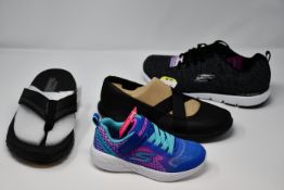 Four pairs of as new Skechers footwear; children's Go Run 600 Radiant Runner (UK 10), Go Walk Lite