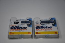 Twelve men's as new Gillette Skinguard Sensitive razor blades (Eight pack refills).
