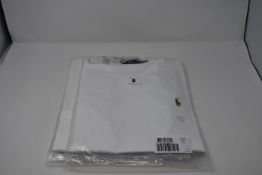 Four Ralph Lauren men's classics White round neck T-Shirts ( Size S).