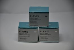 Three boxed as new Elemis Pro-Collagen Marine Cream SPF30 (50ml).