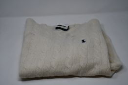 An as new Ralph Lauren cable cashmere cream jumper (M).