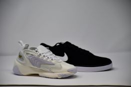 Two pairs of as new Nike trainers; women's Zoom 2K (UK 3.5) and SB Check Solar (UK 11).