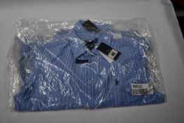 Two as new Ralph Lauren Alexa stripe knit dress shirts (2 x L).