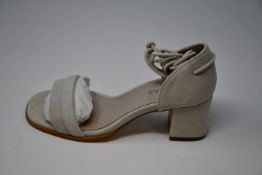 A pair of as new Alohas Dakota ice swede heeled sandals (UK 4).