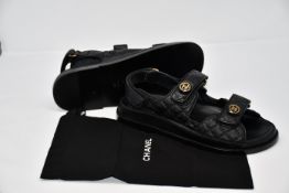 A pair of as new Chanel Dad sandals with dust bags but no box (EU 39.5).