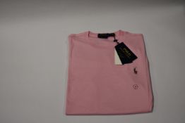 Five Ralph Lauren men's classics Pink round neck T-Shirts ( Size L).