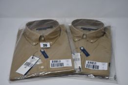 Two as new Ralph Lauren slim fit classics Beige stretch shirts (XL, XXL).