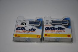 Twelve men's as new Gillette Skinguard Sensitive razor blades (Eight pack refills).