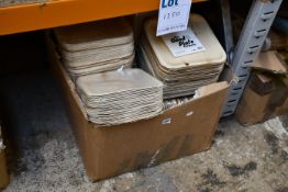 Large box of 10inch square plates, 25 pieces per pack, Brand: The Good Plate Company.