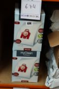 Ten boxed as new FJM HyClean 3D Efficiency Dustbag (4 pack + 2 filter).