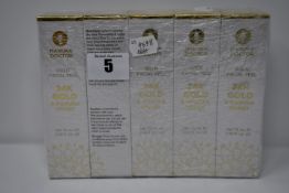 Five boxed as new Manuka Doctor Gold Facial Peel 24K Gold (75 ml).