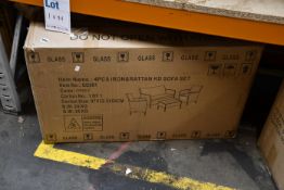 A boxed as new 4 piece iron and rattan KD sofa set (Item no: GD901. Colour: grey).