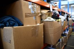 Seven boxes of assorted clothing and related items.