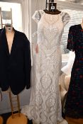 An as new BHLDN lace with nude under layer wedding gown (UK 12/US 8).