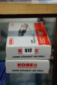 Two boxed as new Kobe Red Line DS4510L 10mm straight air drills.