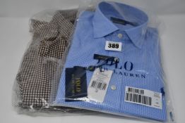 An as new Ralph Lauren custom fit classics button down brown shirt (XL) and an as new Ralph Lauren