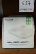 Five boxed as new Fit Track smart body BMI scales (Complete body analysis bluetooth scale).