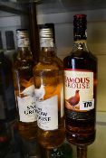 Five bottles of miscellaneous whiskeys to include Famous Grouse, Finlaggans and Jamersons (Over