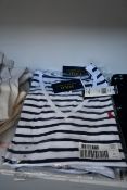 Four lady's as new Ralph Lauren Polo classic blue and white striped short sleeve V-neck t-shirts (