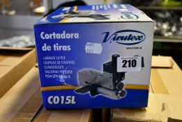 One boxed as new Virutex portable handheld plastic laminate cutter (Model: C015L).