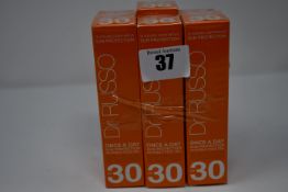 Six as new Dr Russo Once A Day sun protection invisible face gels SPF (30ml).
