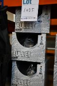 Three boxed as new Bullet Santa Cruz Screaming Hand skate helmets in matt black (L/XL).