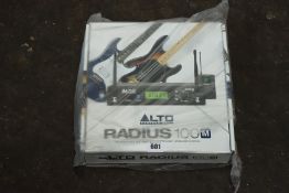 One boxed Alto Radius 100M professional UHF diversity instrument wireless system.