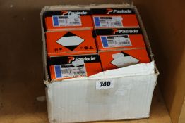 Six boxes of 2000 Paslode F16 straight brads 63mm.