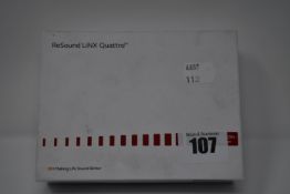 One boxed Resound GN Linx Quattro hearing aid.