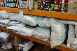 A quantity of pillows, bedding and related items.