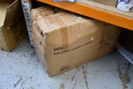 One boxed Penza executive leather Prague brown chair.
