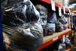 Twelve bags of clothing and related items.